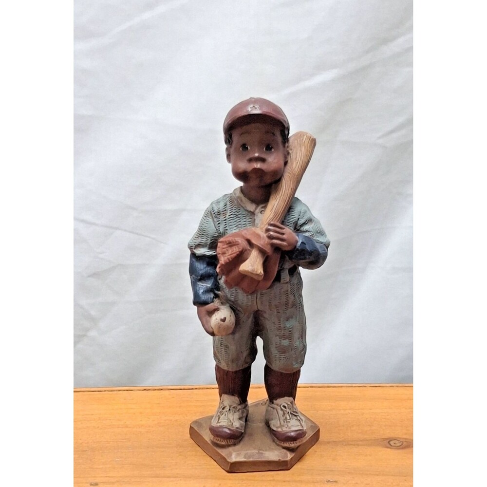Vintage Sarah's Attic African American Boy‎ Figurine "WILLIE" Baseball 1992
